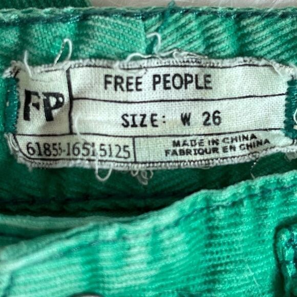 Free People Green 5 Pocket Skinny Cord Sz 26 - Picture 5 of 7